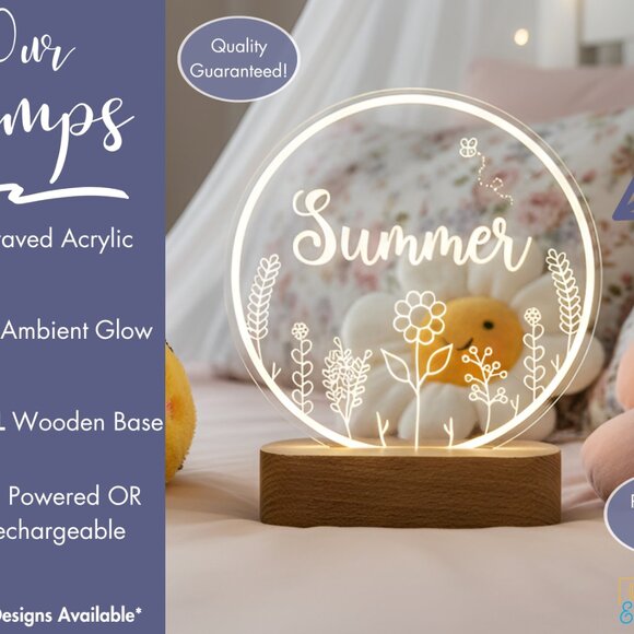 Flower Custom Name Light | Minimalist Personalized LED Bedroom Decor for Kids - Picture 3 of 8